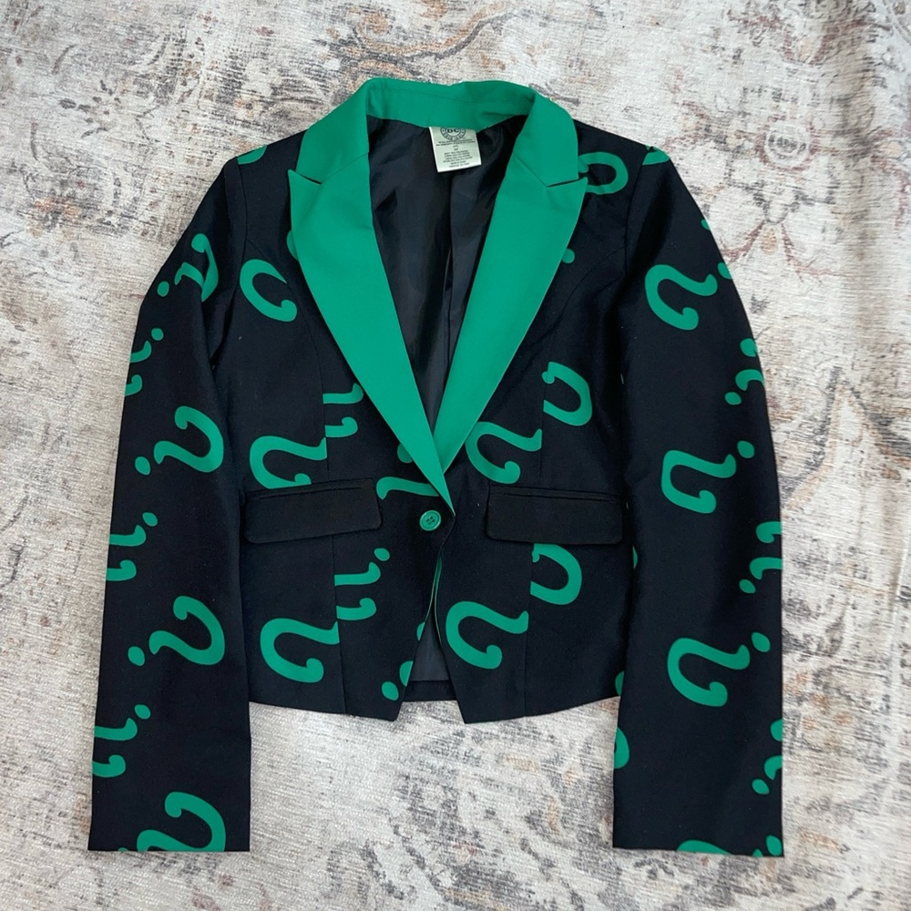 DC Comics Riddler Blazer Womens Large Cosplay Halloween Black Green Jacket